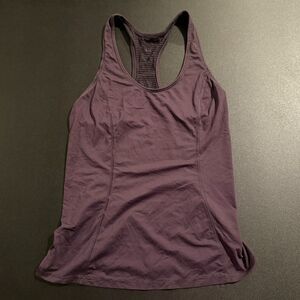 Lululemon Power Y Tank Purple Striped Racerback Built-in Bra Size 4